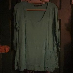 Metaphor 3/4 Sleeve Teal V-Neck Top size L